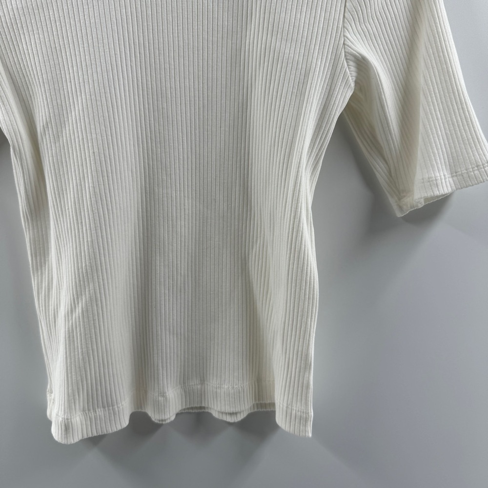 Old Navy White Ribbed High Neck Half Sleeve Top Size Large - Picture 7 of 7